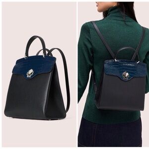 Kate Spade Romy Croc-Embossed Navy and Black Convertible Backpack Tote